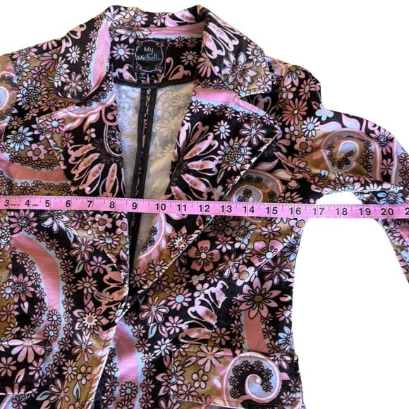 My Michelle Floral Paisley Corduroy Blazer Womens Jacket Y2K Boho Retro Coat M - Picture 6 of 8